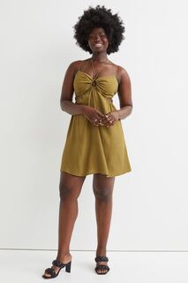 Платье с вырезами H&amp;M, оливково-зеленый H&M