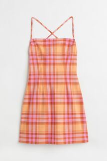 Платье из твила H&amp;M, оранжевый/клетка H&M