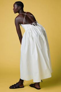 Платье из хлопка с V-образным вырезом H&amp;M, белый H&M