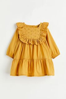 Платье с оборкой H&amp;M, горчица желтая H&M