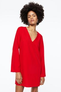 Платье с V-образным вырезом H&amp;M, красный H&M
