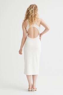 Платье в рубчик с открытой спиной H&amp;M, белый H&M