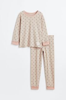 Пижама с отворотом на манжете H&amp;M, светло-бежевый/горошек H&M