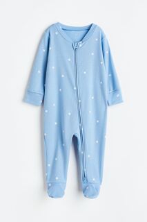 Пижамный комбинезон с принтом H&amp;M, голубой/горошек H&M
