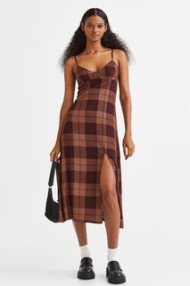 Платье без бретелек H&amp;M, коричневый/клетчатый H&M