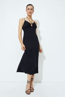 Платье с открытой спиной H&amp;M, черный H&M