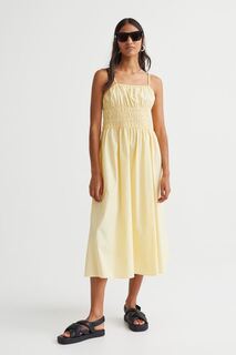 Платье с эластичными сборками H&amp;M, светло-желтого H&M