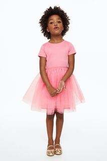 Платье с тюлевым низом H&amp;M, кораллово-розовый H&M
