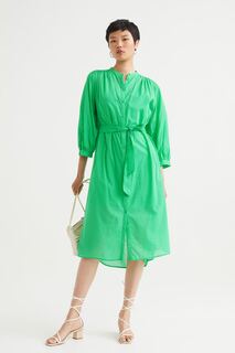 Платье-рубашка до середины икры H&amp;M, ярко зеленый H&M