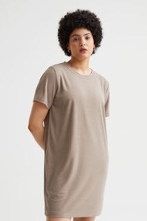 Платье-футболка из махровой ткани H&amp;M, серо-коричневый H&M