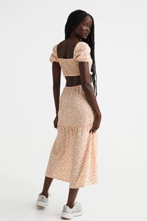 Присборенное платье с вырезом H&amp;M, кремовый/маленькие цветы H&M