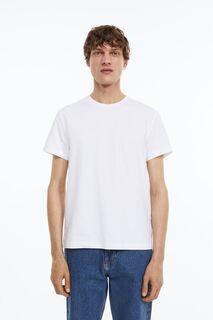 Приталенная футболка с круглым вырезом H&amp;M, белый H&M