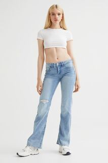 Расклешенные низкие джинсы H&amp;M, светло-голубой деним H&M