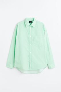 Рубашка из поплина оверсайз H&amp;M, светло-зеленый/полосатый H&M
