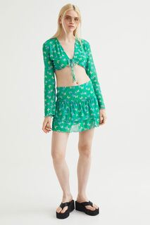 Сетчатая юбка с оборками H&amp;M, зеленый/бабочки H&M