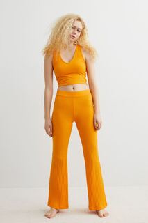 Трикотажные брюки в рубчик H&amp;M, апельсин H&M