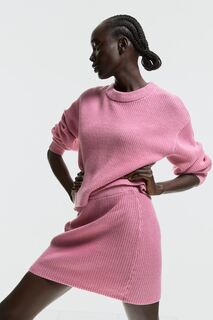 Трикотажная юбка в рубчик H&amp;M, розовый H&M