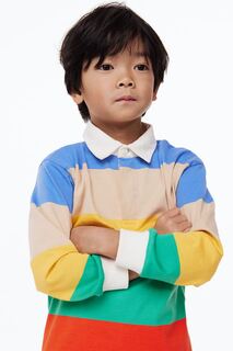 Хлопковая футболка для регби H&amp;M, зеленый/широкие полосы H&M
