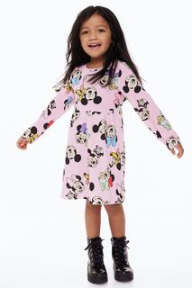 Хлопковое платье с рисунком H&amp;M, светло-розовый/дисней H&M