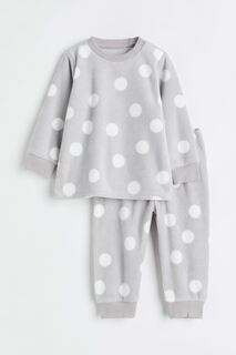 Флисовая пижама H&amp;M, светло-серый/горошек H&M