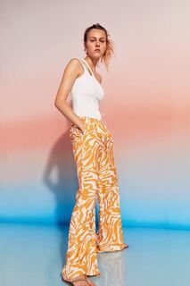 Широкие атласные брюки H&amp;M, светло-оранжевый/узор H&M
