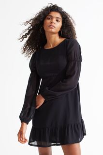 Шифоновое платье с открытой спиной H&amp;M, черный H&M