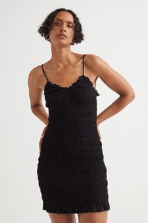 Эластично присборенное платье H&amp;M, черный H&M