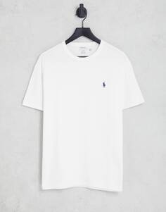 Белая плотная футболка оверсайз Polo Ralph Lauren с логотипом в виде пони