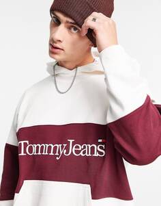 Белое худи в стиле колор-блок с логотипом Tommy Jeans