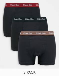 Комплект из 3 пар трусов Calvin Klein черного цвета с контрастным поясом