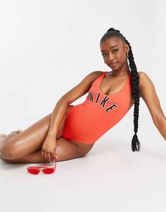 Красный купальник с логотипом Nike Swim