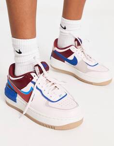 Кроссовки Nike Air Force 1 Shadow, белый/розовый/синий/бордовый