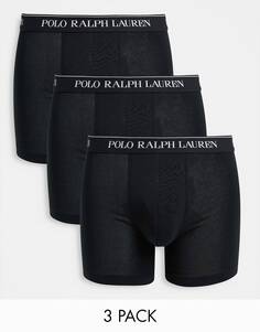 Комплект из 3 удлиненных плавок черного цвета Polo Ralph Lauren