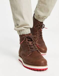 Коричневые кожаные ботинки на шнуровке с красной петелькой Levi&apos;s Jax Lux Levis