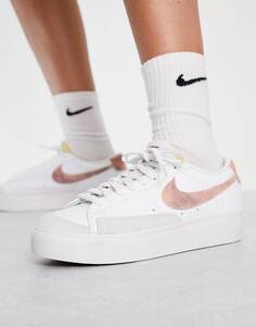 Кроссовки Nike Blazer Low Platform из белого и арктического оранжевого мрамора