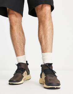 Кроссовки Nike Air Presto Mid Utility в коричневом стиле барокко с кунжутом
