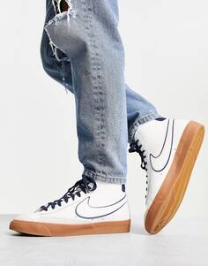 Кроссовки премиум-класса Nike Blazer Mid&apos;77 из парусины и темно-синего цвета с резиновой подошвой