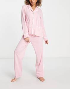 Розовая длинная пижама из мягкого трикотажа Lauren by Ralph Lauren