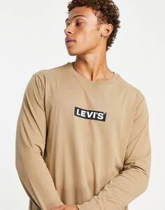 Светло-коричневая футболка с длинными рукавами и логотипом \&quot;бэби-бокс\&quot; Levi&apos;s Levis