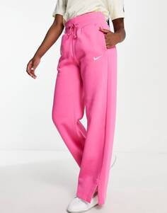 Розовые джоггеры с высокой посадкой и широкими штанинами Nike mini swoosh