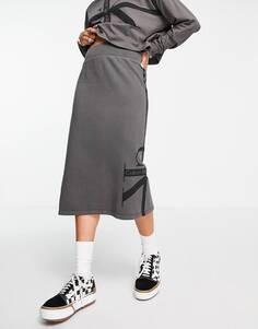 Серая выстиранная юбка в полоску с монологом Calvin Klein Jeans