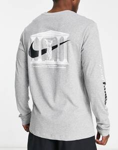 Серая футболка с длинным рукавом с графическим принтом Nike Training Dri-FIT Wildcard