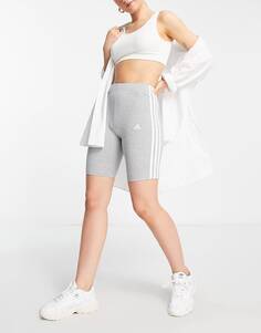 Серые шорты-леггинсы с 3 полосками adidas Sportswear Essential