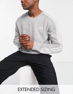 Серый свитшот с 3 полосками adidas Sportswear essentials