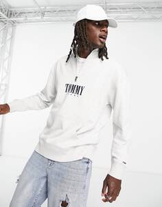 Серый меланжевый свитшот Tommy Jeans свободного кроя с аутентичным логотипом