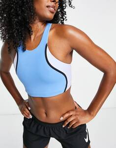 Синий спортивный бюстгальтер со средней поддержкой Nike Yoga Swoosh Dri-FIT