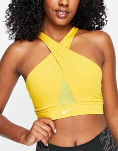 Темно-желтый бюстгальтер с запахом и логотипом Nike Training Icon Clash Dri-FIT