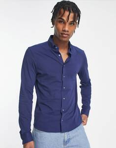 Темно-синяя рубашка из пике Calvin Klein