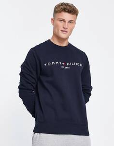 Темно-синяя толстовка с вышитым логотипом Tommy Hilfiger