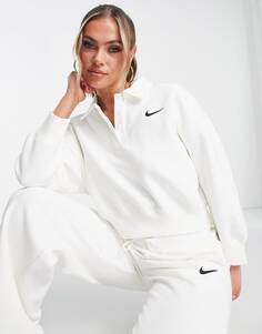 Укороченная толстовка поло белого цвета с мини-галочкой Nike